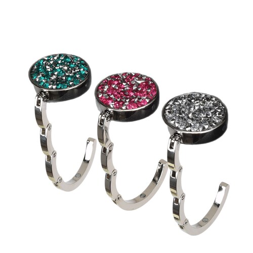 Flash Diamond Fashion Pink Blue Black Diamond Folding Portable Bag Hook Office Bag Hook Outdoor Desk Edge Hook