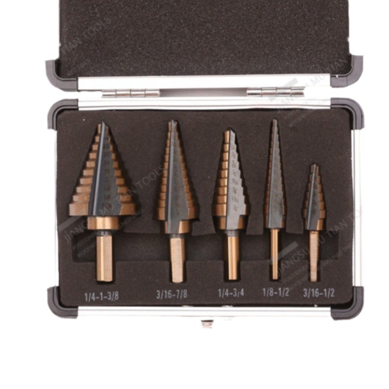 British ladder drill aluminum boxed steel plate puncher British 5pc Triangle hole reaming pagoda drill step five pieces