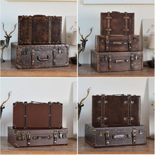 欧式英伦皮质轻奢复古手提箱服装店专营店橱窗道具摆设拍摄道具箱