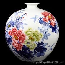 景德镇青花瓷手绘斗彩花瓶 陶瓷摆件客厅玄关家居工艺品瓷器花瓶