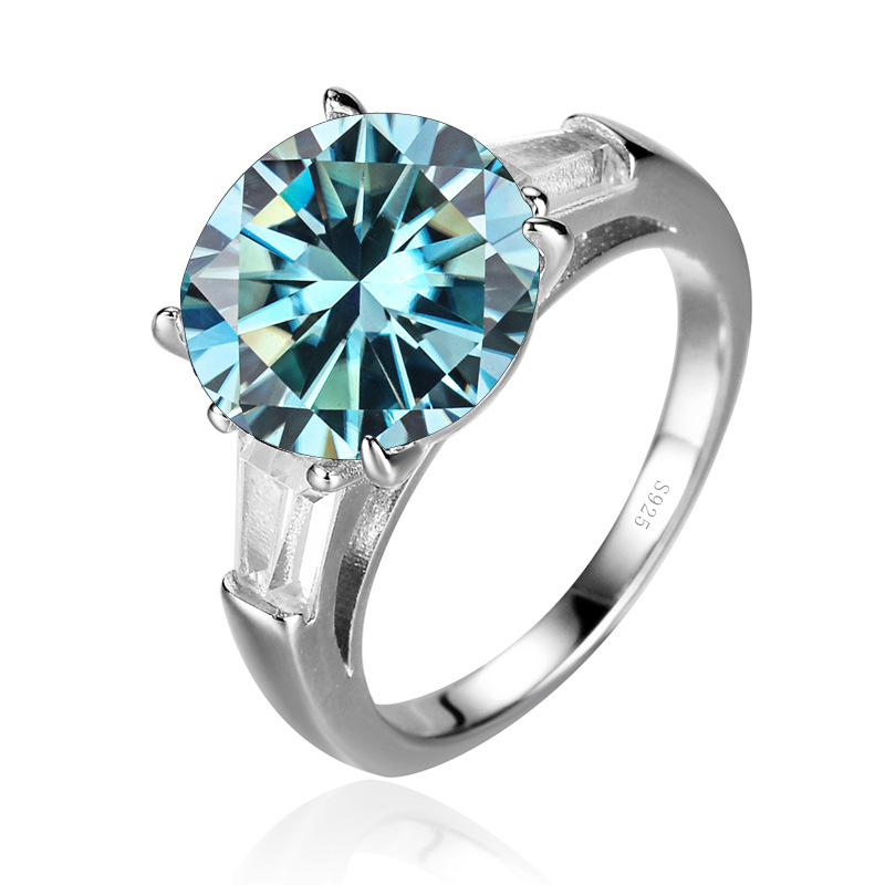 S925 plata de lujo de oro de 18 quilates de 5 quilates D anillo de piedra de moissanita en stock