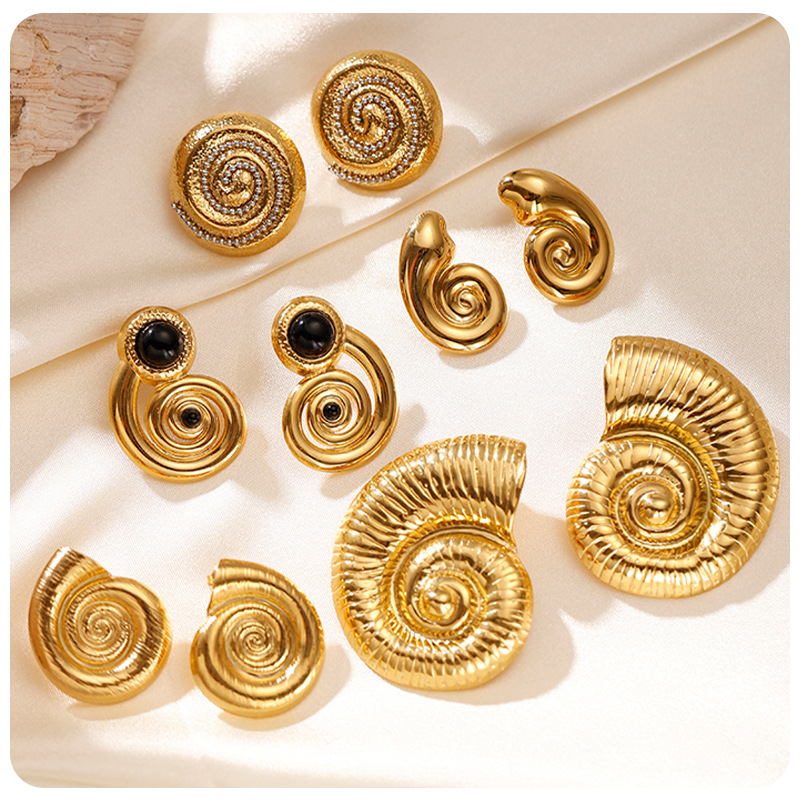 Taina transfronterizo aretes de acero de titanio serie de mar creativo nicho vacacional estilo personalidad pendientes joyas conchas de mujer