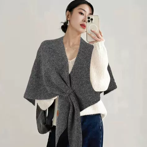 纯色成人保暖简约女护肩护颈围巾时尚秋季百搭韩版网红披肩三角巾