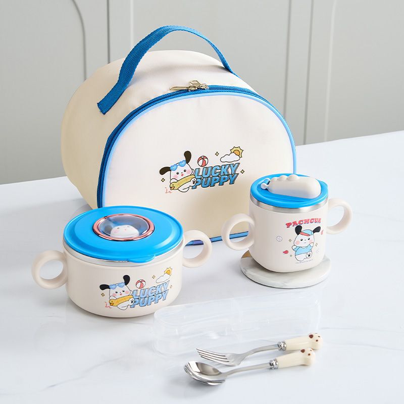 304 stainless steel children's bowl baby with lid to eat complementary food kindergarten baby food grade tableware gift package