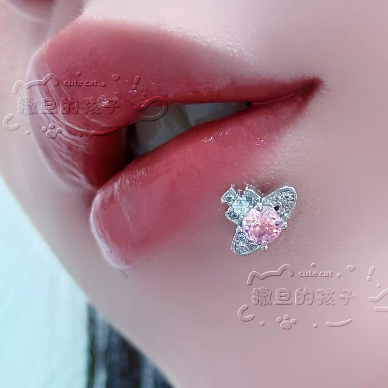 Pointed labret stud close-up product detail
