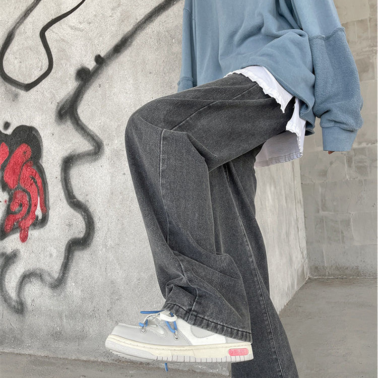 Jeans Men's Spring and Autumn Straight Loose Wide Leg Casual Pants 2022 Autumn and Winter Korean Fashionable Men's Pants