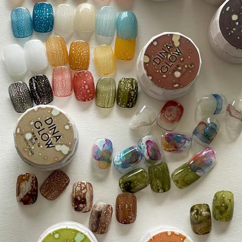 Dinaglow Ready-Made Colored Silk Thread Glue 18 Colors # 383-400 Poke Glue Hole Glue Lace Texture Nail Art Glue