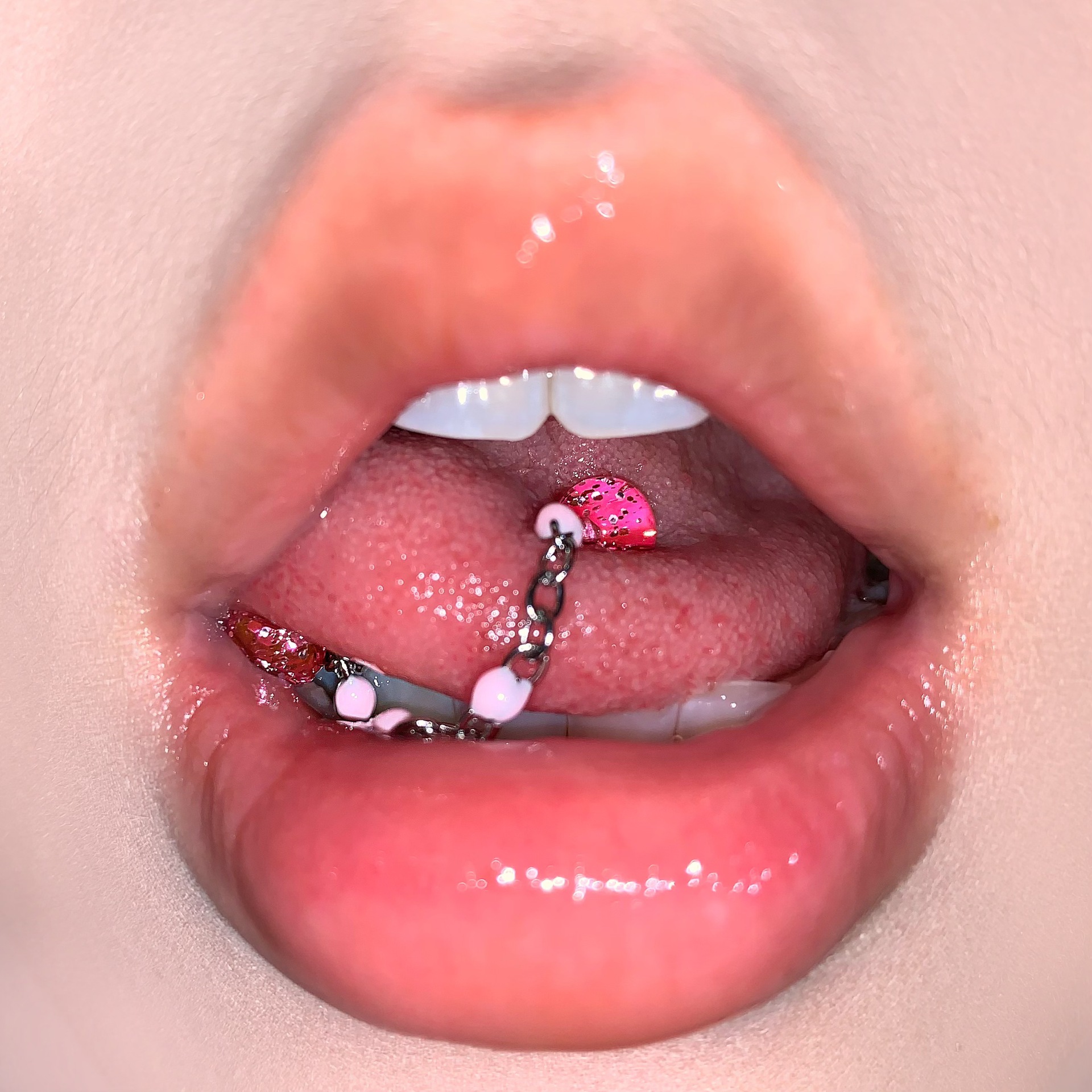 Labret stud lip piercing jewelry styling detail