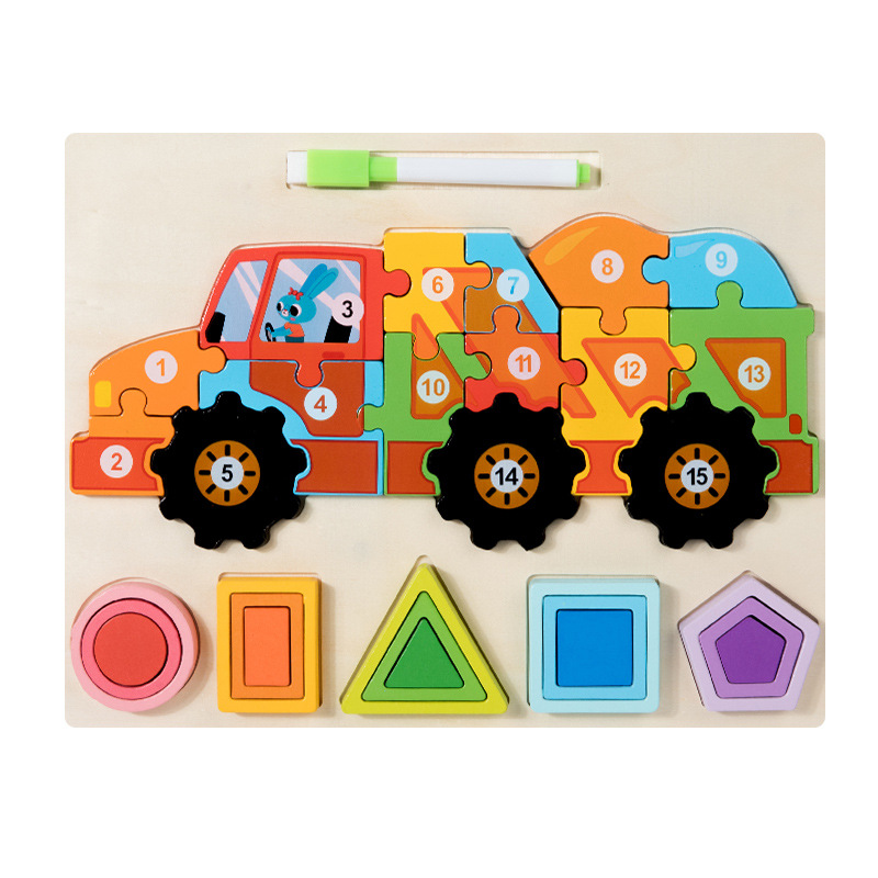 Nuevos productos de forma geométrica puzzle animal digital tridimensional puzzle tablero de dibujo de la educación temprana puzzle forma emparejada bloques de construcción