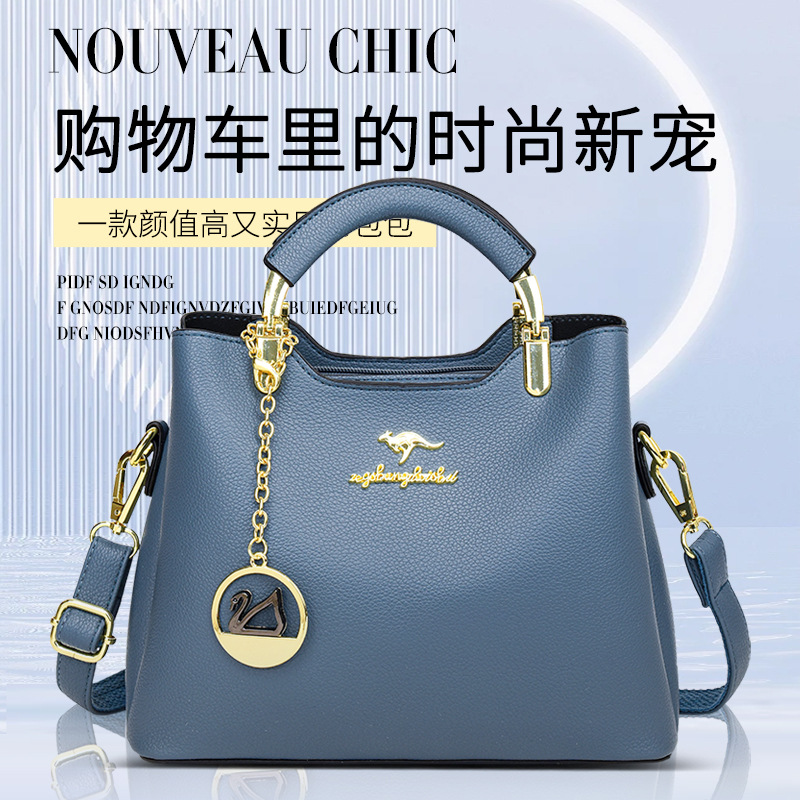 Bolsa de mano de lujo ligera multicapa de cuero suave de moda universal de moda moda moda de un solo hombro mochila