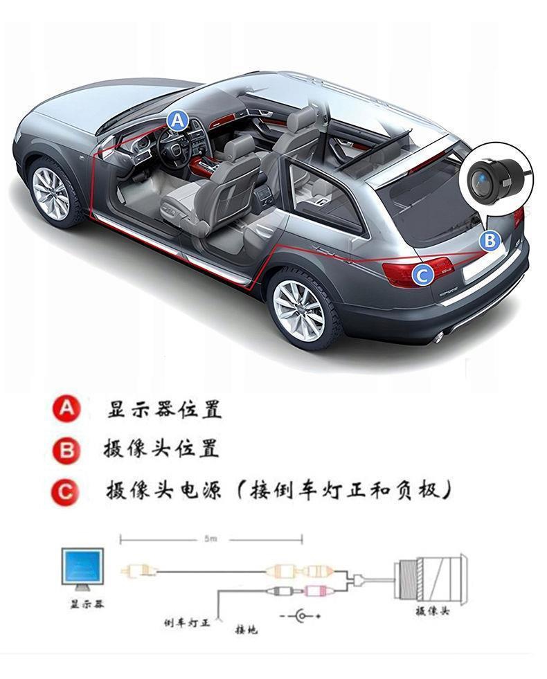 Universal Ahd Perforated 18.5 Reversing Camera Ccd Image Ultra-High Definition Wide-Angle Night Vision Navigation Car Rearview Camera