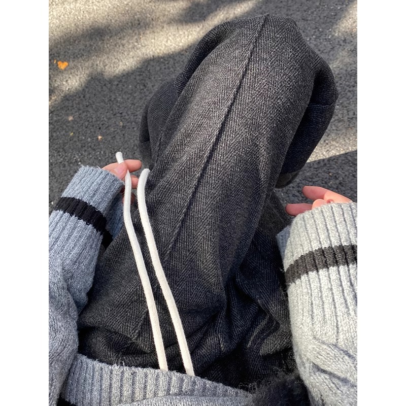 Pantalones de piernas anchas más gruesas para mujeres otoño y invierno de 2024 nuevos pantalones de cintura alta, pantalones casuales, pantalones rectos de lana a herringbone