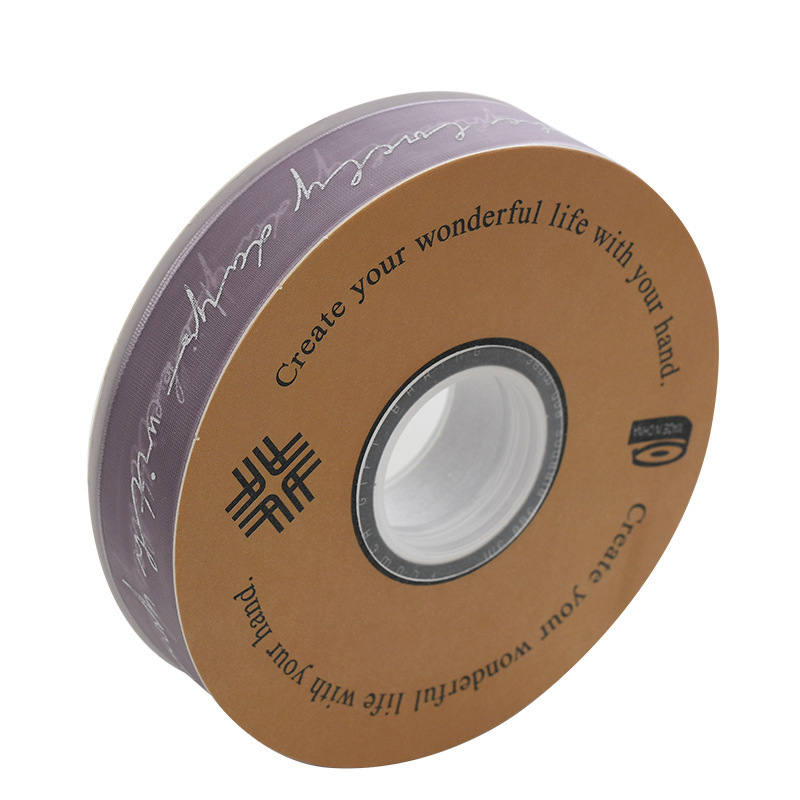 Venta al por mayor cinta de impresión de hilo de nieve letras inglesas Flor de organza pastel de embalaje cinta de ramo de vendaje transparente