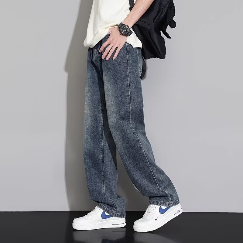 シャツ、ジーンズ、メンズストレートレッグルーズアメリカンハイストリートスポット卸売カジュアルワイドレッグスリムロングパンツ|undefined