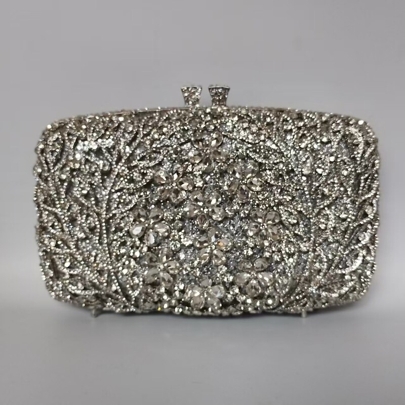 Xi Yuan Women's Crystal Diamond Evening Bag Gemstone Small Shoulder Bag Full Diamond Alloy Electroplated Clutch Clutch