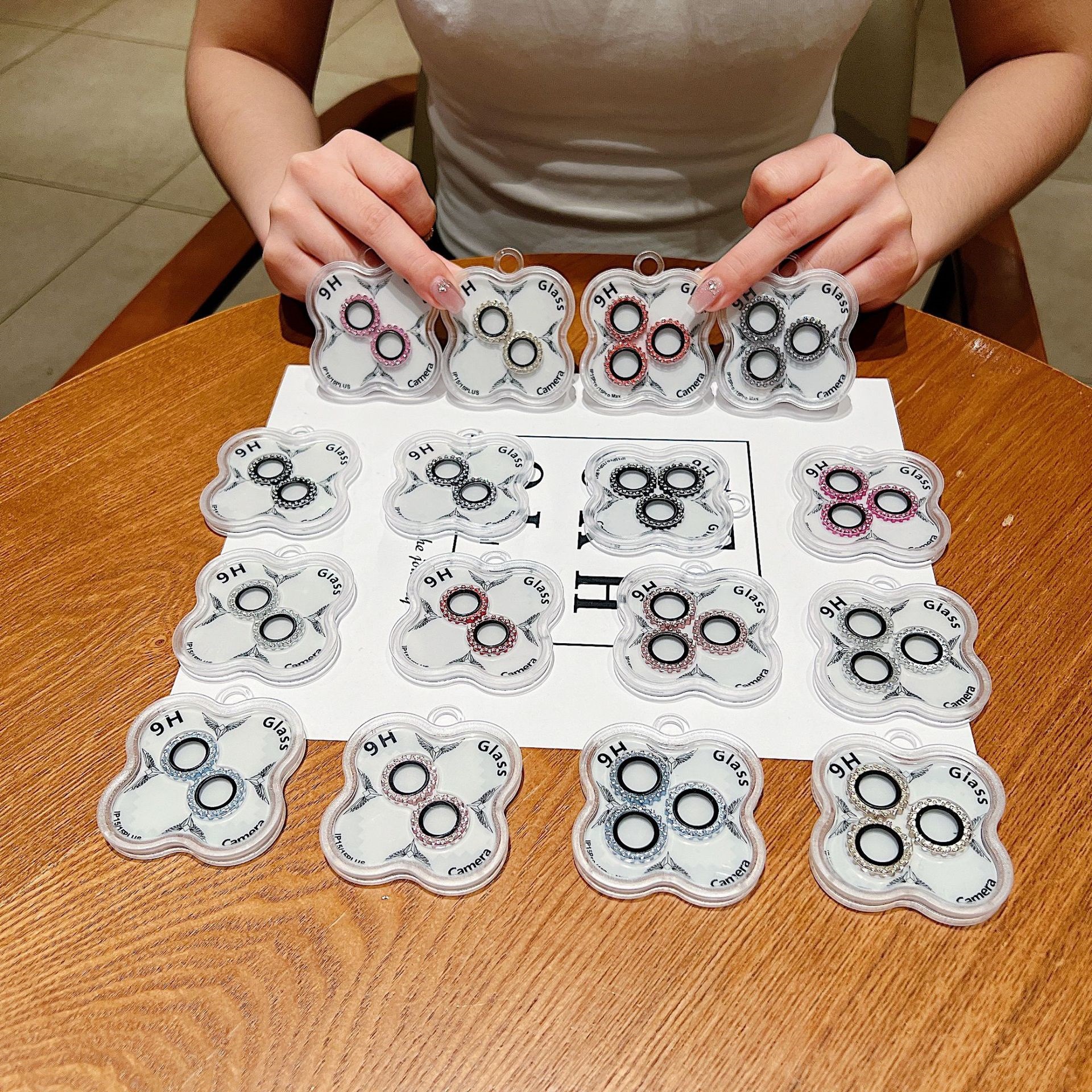 Applicable to Apple 16ProMax Creative Gear Lens Film iPhone15 HD Glass 14 Diamond Camera Sticker