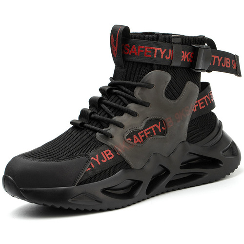Cross-border high-top labor protection shoes, breathable safety work shoes, steel toe caps, anti-smash and puncture-proof, lightweight and comfortable construction site shoes