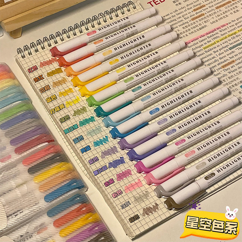 ダブルヘッド蛍光ペン30色セット学生マークペン重点マーカー高颜値カラー手帳ペン卸売り|undefined