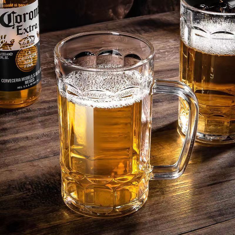 扎啤加厚杯啤酒杯小麦啤酒杯饮料杯水杯玻璃茶杯网红大肚水杯