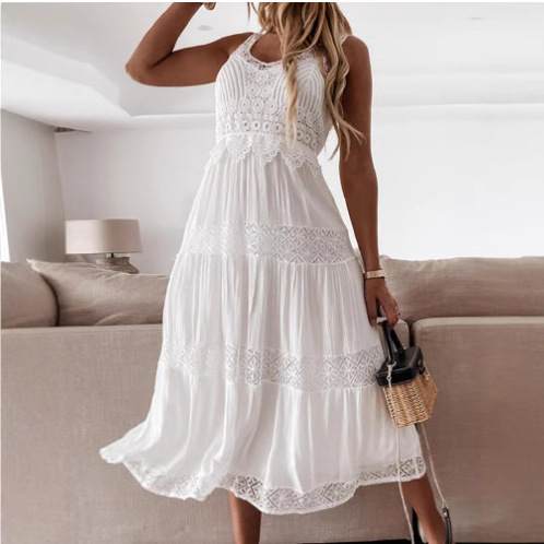 Nuevo vestido de encaje de estilo europeo y americano con abertura y cintura alta para primavera y otoño 2026, elegante vestido tipo slip para el día a día. image 6