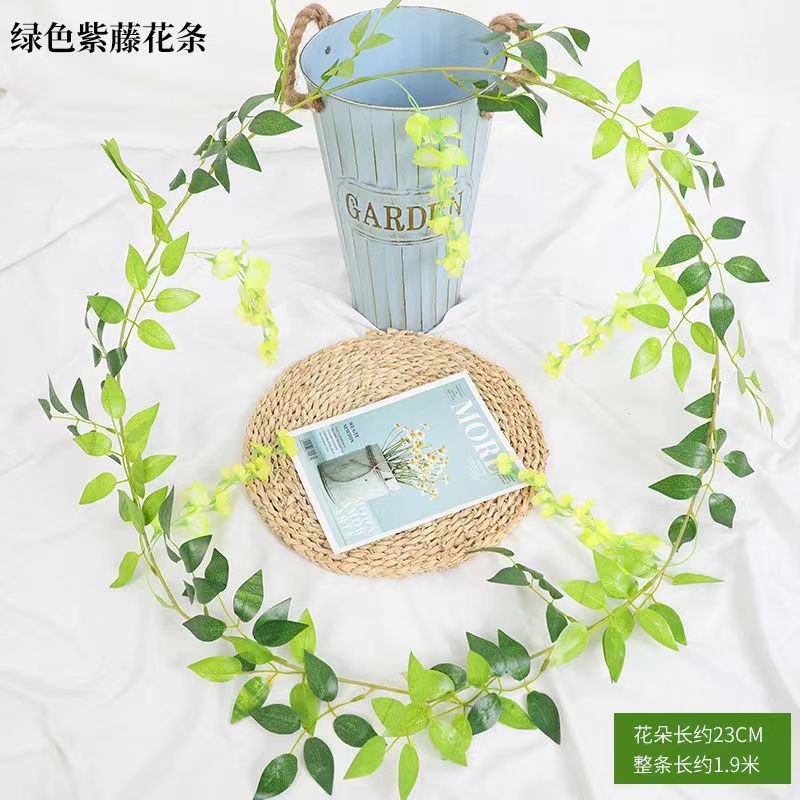紫藤花造花藤条装飾花巻き吊り花プラスチック花藤蔓串花植物パイプは花を遮る|undefined