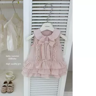 新款女宝蝴蝶结背心裙夏季新款儿童百搭裙子女公主裙
