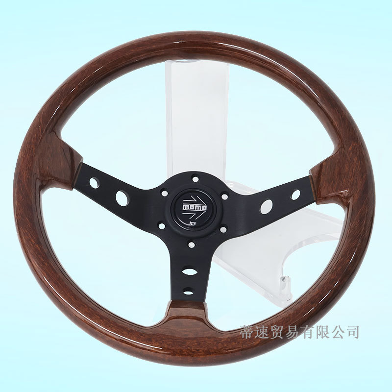 Hot-Selling Car Modification Momo 13-Inch 320mm Peach Wood Grain Steering Wheel Universal Large Concave Black Frame Racing Steering Wheel