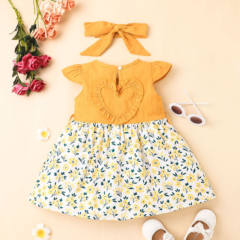 Summer Girls' Flying Sleeve Dress Children's Floral Skirt Wholesale display picture 4