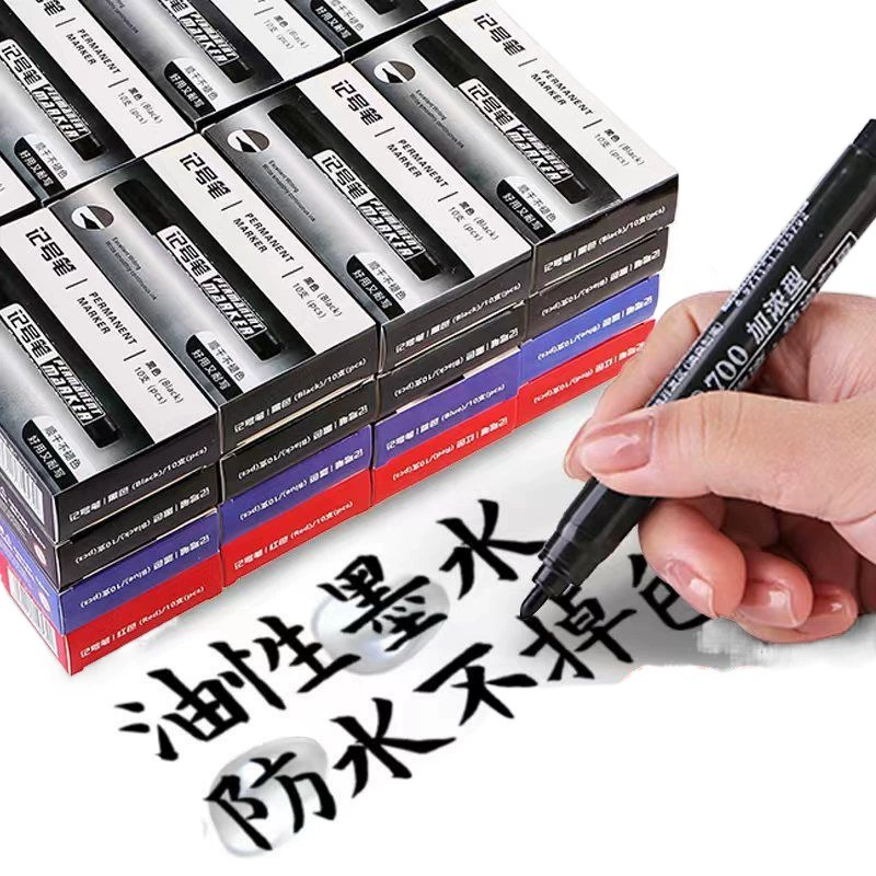 Waterproof black erasable long marker, 100 pieces