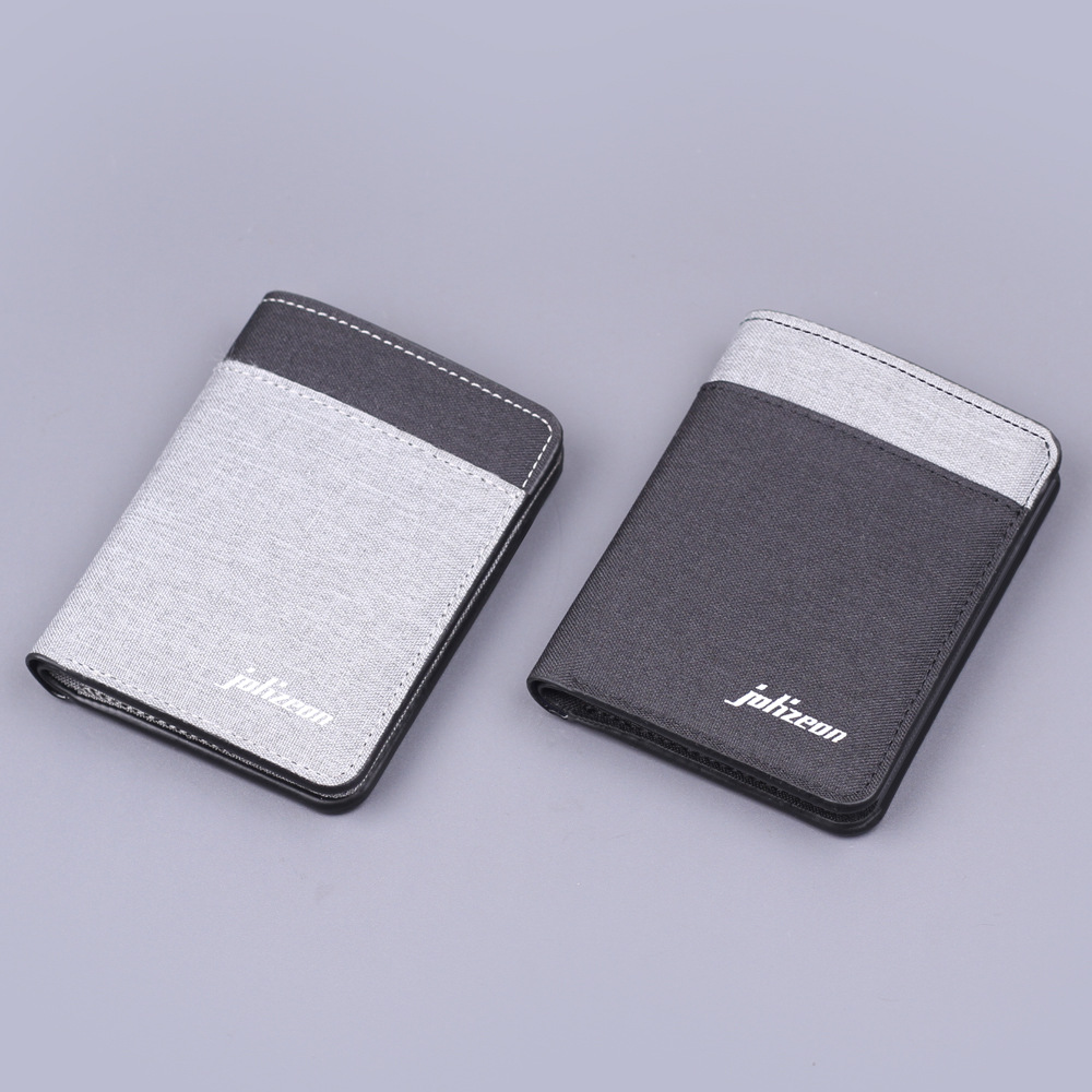 Cartera de lona para hombres, bolsa de tarjetas para hombres, tela suave, cartera vertical para hombres, 5 tarjetas, cartera corta para hombres, ultra delgada