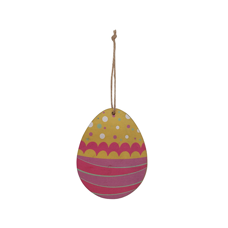 Cruz-frontera popular colgante de huevo de madera uv impresión decoración de pascua oval artesanía de madera huevo de colores chip de madera