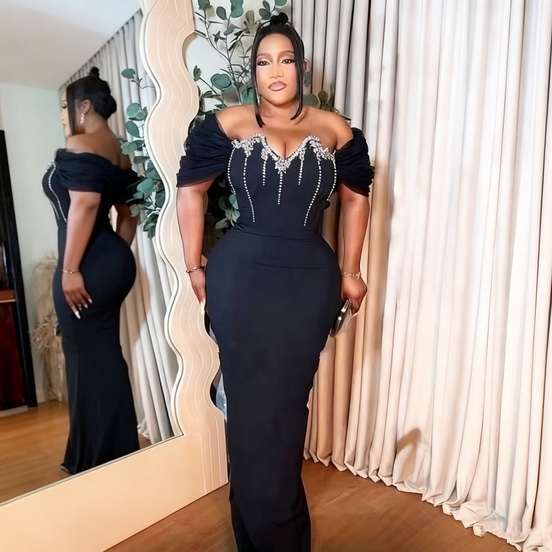 Foreign Trade New Cross-Border Women's European and American Dress Sexy Tube Top Diamond Slim Bandage Skirt Evening Dress Dress