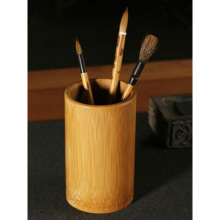 简约原创意梅兰菊复古木质笔筒收纳盒笔桶办公桌竹制雕刻天然摆件