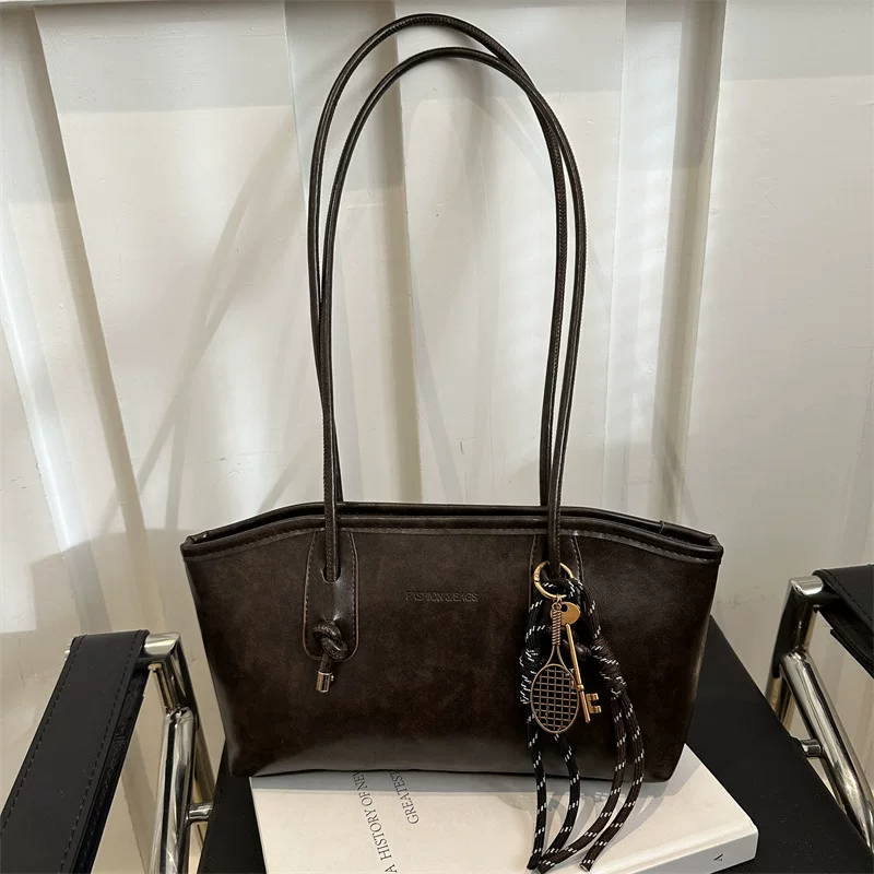 Shoulder Bag, Retro Capacious Demi-Season One-Shoulder Design, Pendant Variants