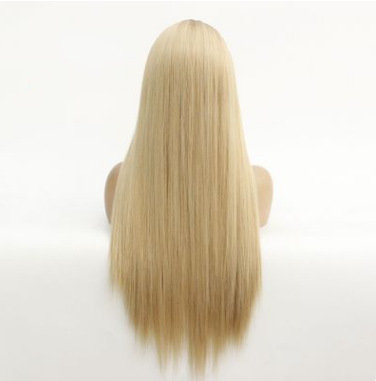 Mediano oro ligero frente encaje fábrica al por mayor fibra química de alta temperatura peluca