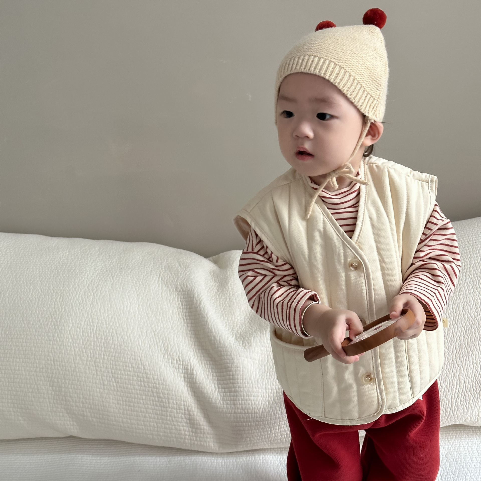 Baby invierno chaleco de algodón grueso chaleco de ropa infantil coreano bebé otoño invierno ropa de niños clip de caballo chaleco cardigán para niños
