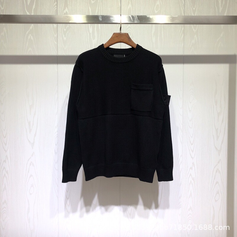 Cross-Border Stone Ghost Series Stone Patchwork Pocket Pullover Knit Sweater Casual Pullover Sweater for Men and Women Trendy
