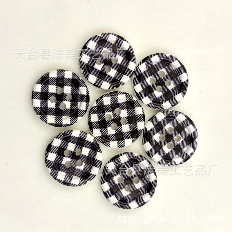 20mm impreso Plaid/log borde fino botones decorativos de madera Plaid borde fino botones 40 unidades un paquete