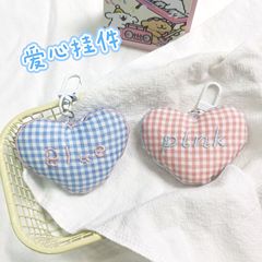 小清新充綿立体格子愛キーホルダーストラップ親友カップルプレゼント飾り布芸ストラップ