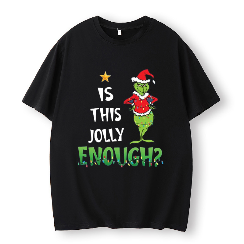 Grinch Face Pattern Oversized Shirt, Fun Christmas, Family Christmas Party, Harajuku Casual Top