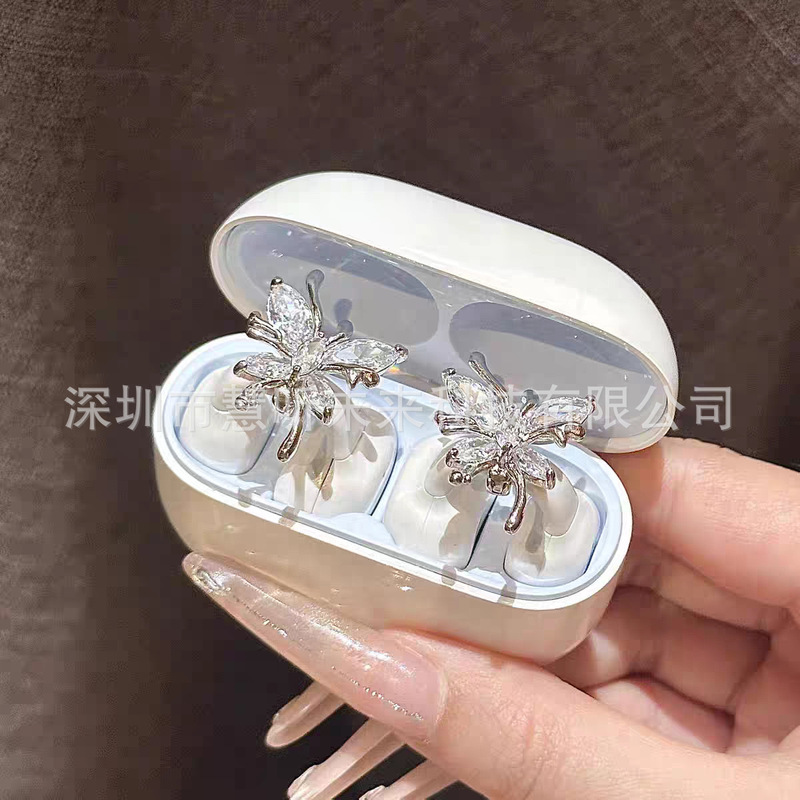 【精美钻扣】DIY耳夹蓝牙耳机耳饰高级锆石蝴蝶精致夹扣通话功能|undefined