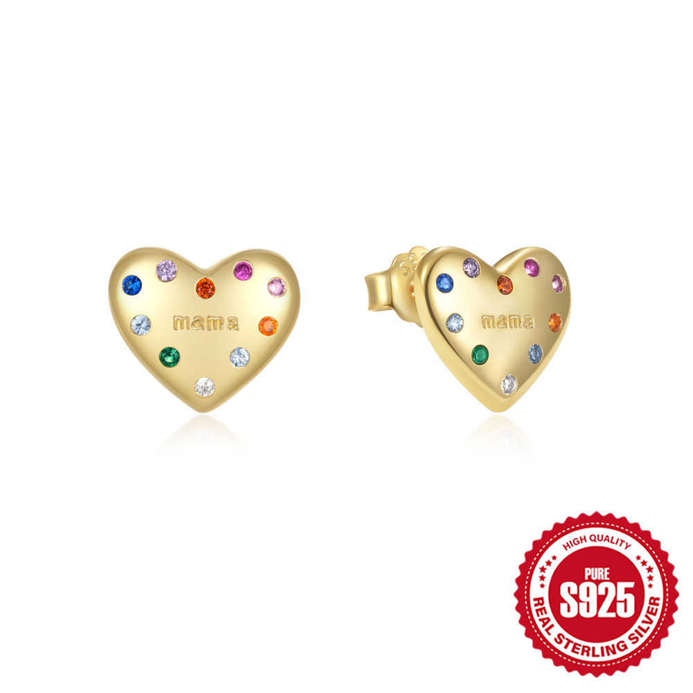 3g Weight 925 Sterling Silver Ear Needle Material 18K Gold Plated Plating Material Ear Studs Classification 1 Pair Quantity Daily, Festival Occasion 925 Sterling Silver Material Mother'S Day Festival Heart Shape Pattern All Seasons Season Unisex Gender Simple Style Style 1 Pair 18K Gold Plated 925 Sterling Silver 925 Sterling Silver Earrings Heart Shape Ear Studs 13