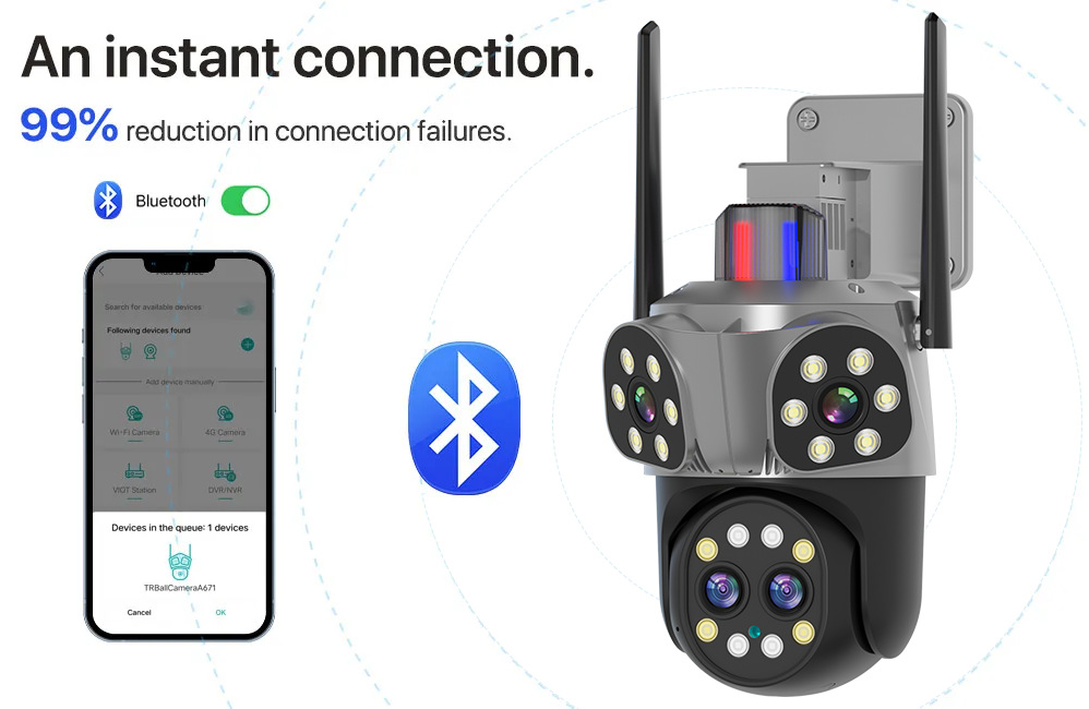 Echte 4-Linsen-Überwachungskamera mit 8010k-fachem Zoom, Nachtsicht, HD-Fernbedienung und intelligentem WLAN-Monitor_voghion.com