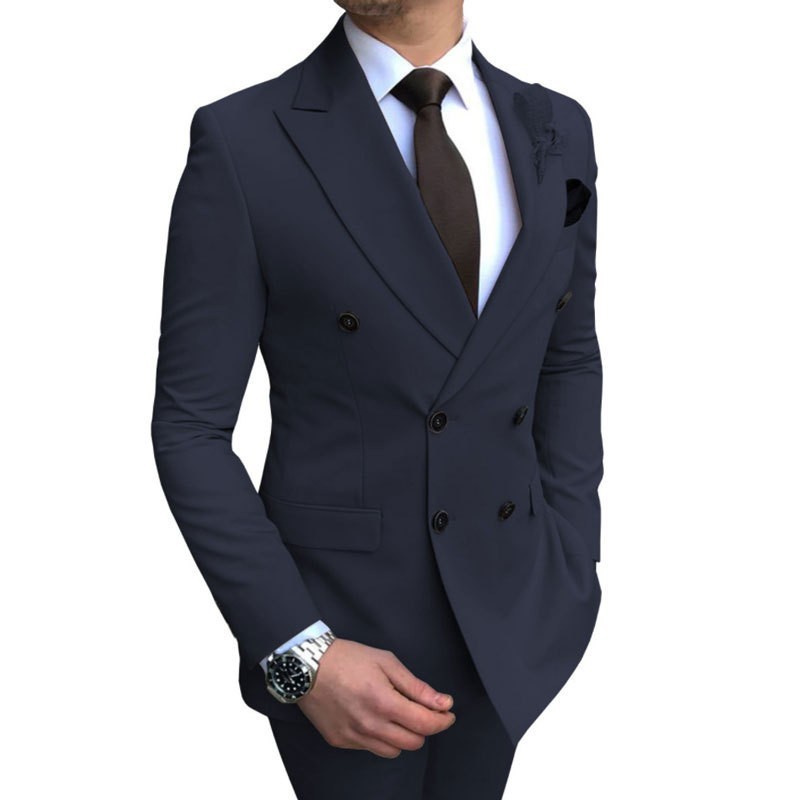 欧美加肥大码外贸商务休闲西服两件套新郎伴郎婚礼宴会西装套装男|undefined