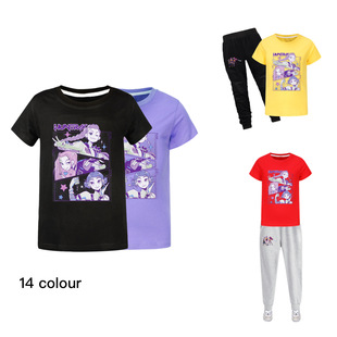 Kpop Hunter Witch Group Medium and Large Children's Summer Short-Sleeved T-Shirt T-Shirt Pants Set 4810