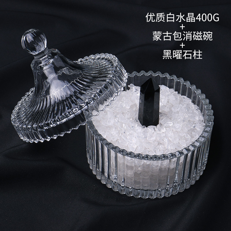 Cao cấp pha lê trắng 400G yurt khử từ bát 4-5cm cột obsidian
