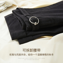 一件代发毛呢阔腿裤女秋冬2022百搭高腰垂感宽松显瘦加厚休闲裤子