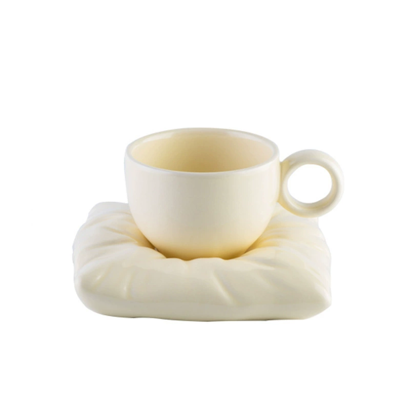 Creative ceramic coffee pillow, glass for ice cream, set