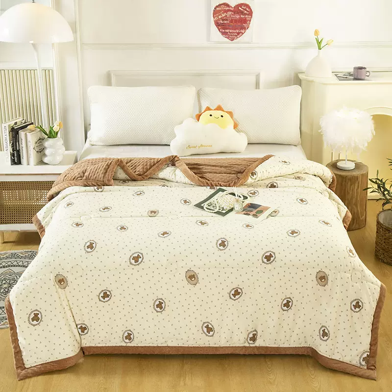 新款加厚保暖绒豆豆安抚被秋冬季节绒被芯单人双人学生宿舍通用被