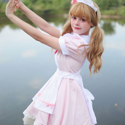 Japanese sweet and cute pink and white maid outfit cosplay Lolita lolita two-dimensional soft girl maid uniform